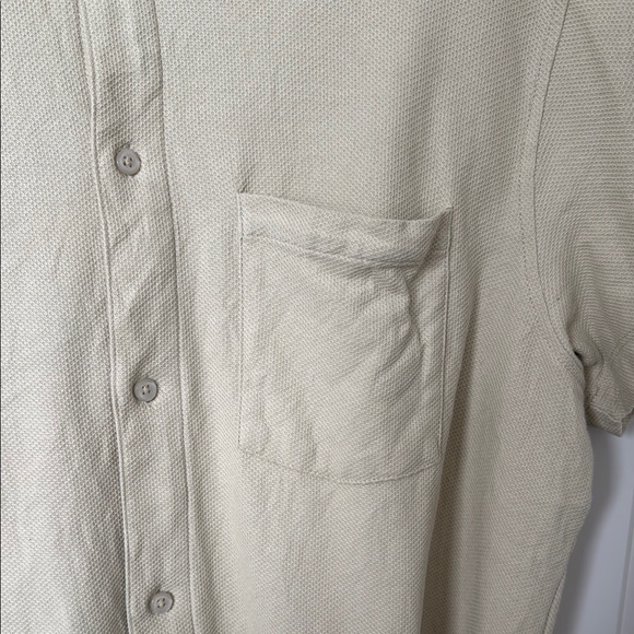 Alfani Tan Casual Button Down Shirt Classic Short Sleeve - Picture 3 of 5